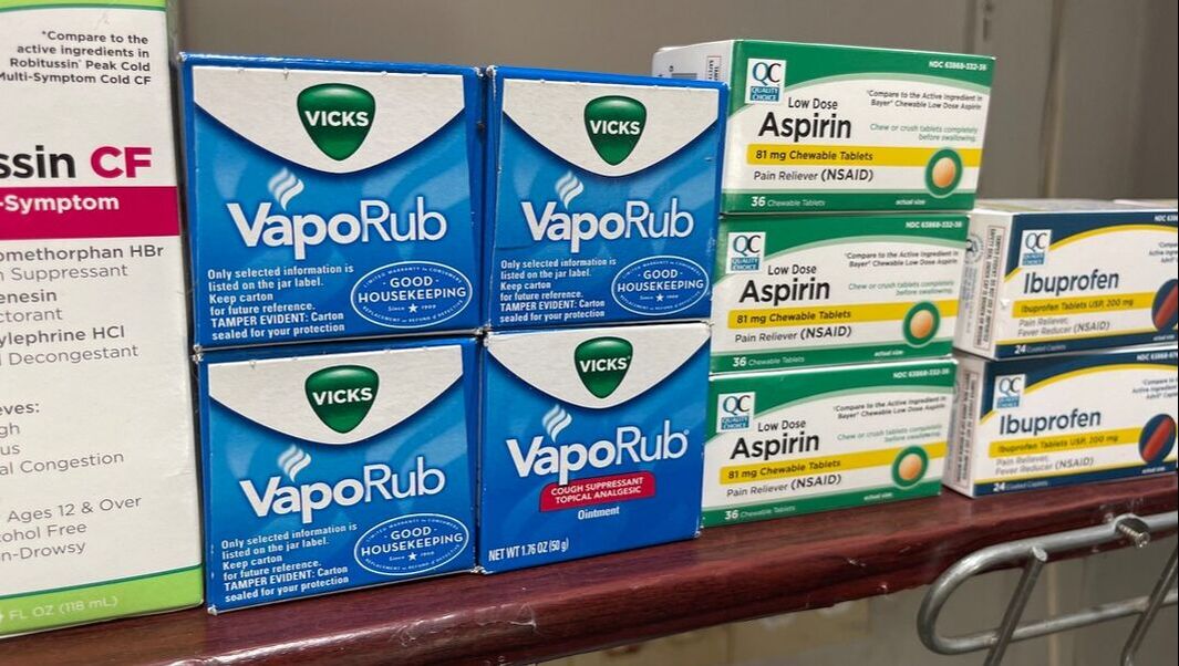 healthcare, medicine, over the counter, Tylenol, Aleve, Midol, Tums, Rolaids, ViroGrip, Cold and Flu, Aspirin, Advil, pain relief, menstral cramp relief, vicks vapo rub, ibuphrophen, cough, cold, sick, feever, headache, pain, Highwayman Service Station, Ladyville, Belize