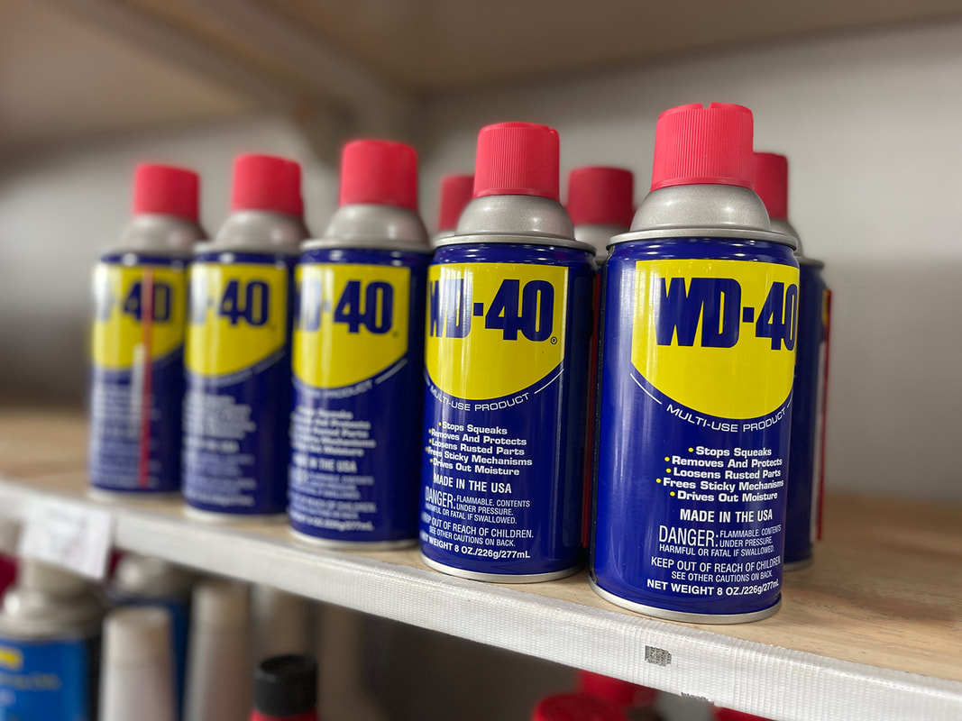 WD-40 spray lubricant, protectant, anti corrosive, lube, Highwayman Service Station, Ladyville, Belize